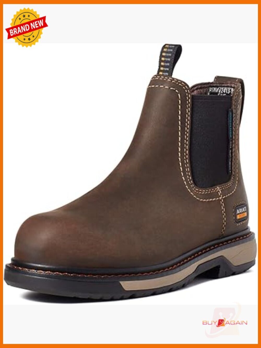 Leather Work Boots Waterproof Composite Toe Safety Pull-On Calf High